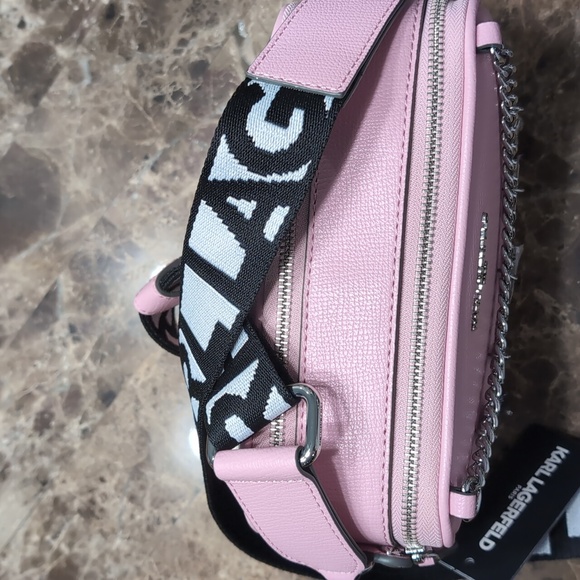 Karl Lagerfeld Pink Crossbody Bag with Silver Accents - Picture 4 of 8
